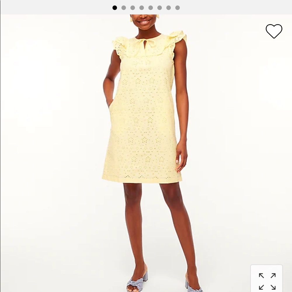 NWT J. Crew yellow eyelet flutter sleeve dress